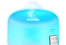 Humidificadores Para Habitaciones – MEJORES Productos Aimiuvei 500ml Humidificador Aromaterapia Ultrasonico Con Mando A Distancia, Difusor De Aceites Esenciales Aromaterapia Ultra Silencioso, Apagado Automático Y 7 Luces Led Humidificador Para Bebes Etc
