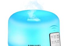 Humidificador Para Bebes – MEJORES Productos Humidificador Aromaterapia Ultrasónico Con Control Remoto, Aimiuvei Difusor De Aceites Esenciales 300ml,difusor Aroma De Vapor Frío Con 7 Colores De Led Y 2 Opciones De Niebla Para Bebé Yoga Oficina