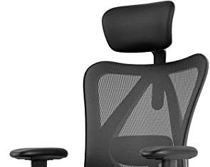 Silla ergonómica de oficina 【Mejores opiniones】 SIHOO Silla Ergonómica de Oficina, Silla de Escritorio con Soporte Lumbar Ajustables, Reposacabezas y Apoyabrazos, Malla Giratoria, Mecanismo de Inclinación, Carga máxima de 150 kg/ 330LB