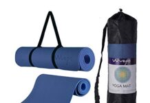 Esterillas de pilates 【Mejores opiniones】 esterilla deporte, esterilla yoga Wueps, incluye correa de hombro y bolsa de transporte, ideal para realizar deporte en casa, yoga mat, esterilla yoga antideslizante, (Color Azul Oscuro y Azul Claro)