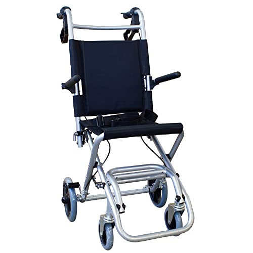 Mobiclinic, Silla de ruedas de tránsito, Neptuno, Aluminio, Plegable, Freno en manetas, Marca Española, Reposapiés plegables, Reposabrazos abatibles, Ligera, Cinturón seguridad, Ergonómica