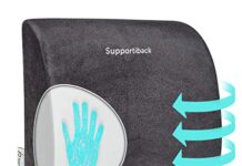 Silla ergonómica para lumbares 【Mejores opiniones】 Supportiback Cojín Lumbar Ortopédico Memory Foam para Sillas de Oficina y Asientos de Coche para el Alivio del Dolor de la Zona Lumbar, Lesiones de Coxis y Dolor de Ciática- Soporte Lumbar Ergonómico