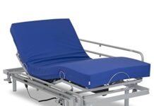 Camas articuladas de hospital con barandilla 【Mejores opiniones】 Gerialife® Cama articulada eléctrica Reforzada con colchón Sanitario HR Impermeable (90x190 + Barandillas)