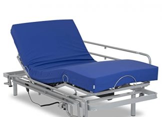 Camas articuladas de hospital con barandilla 【Mejores opiniones】 Gerialife® Cama articulada eléctrica Reforzada con colchón Sanitario HR Impermeable (90x190 + Barandillas)