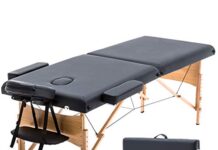 Camillas de masajes plegables 【Mejores opiniones】 T-LoVendo TLV-MT15B Camilla masaje plegable de madera mesa cama banco 2 zonas acolchada negro