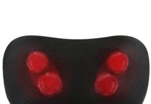 Masajeador de espalda 【Mejores opiniones】 Cojín de Masaje Shiatsu Masajeador de Cuello, Hombros y Espalda, Masajeador Eléctrico con Función de Calefacción y Masajeador de Amasado de Tejido Giratorio 3D para Cintura, Hogar y Oficina