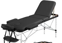 Camillas de masajes portátiles 【Mejores opiniones】 Yaheetech Camilla Masaje Portátil Plegable de 3 Zonas Cama Masaje Pata Metal Altura Ajustable Apoyacabezas Desmontables con Bolsa de Transporte 213 x 60 cm