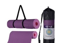 Esterillas de Yoga 【Mejores opiniones】 esterilla deporte, esterilla yoga Wueps, incluye correa de hombro y bolsa de transporte, ideal para realizar deporte en casa, yoga mat, esterilla yoga antideslizante, (Color Morado y Rosa)