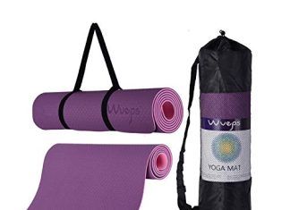 Esterillas de Yoga 【Mejores opiniones】 esterilla deporte, esterilla yoga Wueps, incluye correa de hombro y bolsa de transporte, ideal para realizar deporte en casa, yoga mat, esterilla yoga antideslizante, (Color Morado y Rosa)