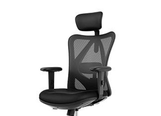 Silla ergonómica de escritorio 【Mejores opiniones】 SIHOO Silla Ergonómica de Oficina, Silla de Escritorio con Soporte Lumbar Ajustables, Reposacabezas y Apoyabrazos, Malla Giratoria, Mecanismo de Inclinación, Carga máxima de 150 kg/ 330LB