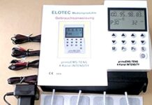 Electroestimulador TENS 4 profesional 【Mejores opiniones】 Dispositivo profesional de 4 canales TENS, dispositivo EMS de 220 V, dispositivo de corriente estimulante, 50 programas, para terapia de dolor, terapia electroterapia y desarrollo muscular
