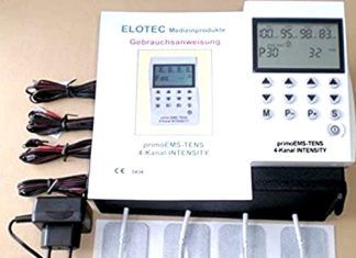 Electroestimulador TENS 4 profesional 【Mejores opiniones】 Dispositivo profesional de 4 canales TENS, dispositivo EMS de 220 V, dispositivo de corriente estimulante, 50 programas, para terapia de dolor, terapia electroterapia y desarrollo muscular