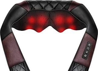 Masajeador de cuello 【Mejores opiniones】 Masajeador de Cuello y Hombros con Calor, Shiatsu Masajeador Cervical y Espalda, 4D Masaje de amasamiento giratorio, Velocidad Ajustable - regalos originales mujer / hombre