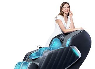 Sillones de masaje inteligentes 【Mejores opiniones】 HealthRelife Sillón de masaje para todo el cuerpo, silla de masaje inteligente Zero Gravity 3D, manos robóticas con carril SL, altavoz Bluetooth, color negro