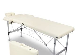 Camillas de fisioterapia portátil 【Mejores opiniones】 Mobiclinic, Camilla de Masaje Plegable, CA-01 Light, Mesa de Masaje, Reposacabezas, Aluminio y Polipiel, 2 cuerpos, Camilla Plegable Fisioterapia, Altura Regulable, 186x60 cm, Portátil, Crema