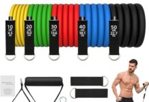 Banda de Resistencia para Rehabilitación de Hombros 【Mejores opiniones】 Bandas de Resistencia Crossfit 150 lbs 12 Piezas Bandas Elásticas Musculación con 5 Diferentes Niveles Gomas Elasticas musculacion para Gimnasio en Casa Yoga