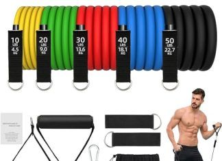 Banda de Resistencia para Rehabilitación de Hombros 【Mejores opiniones】 Bandas de Resistencia Crossfit 150 lbs 12 Piezas Bandas Elásticas Musculación con 5 Diferentes Niveles Gomas Elasticas musculacion para Gimnasio en Casa Yoga
