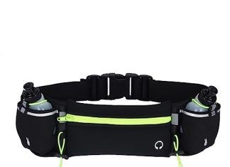 Cinturón de Hidratación para Corredores 【Mejores opiniones】 DERCLIVE Cinturón para correr con soporte para botellas de agua, cinturón de hidratación/cinturón de corredores, cinturón ligero reflectante para botella de agua para hombres y mujeres (verde), Green,
