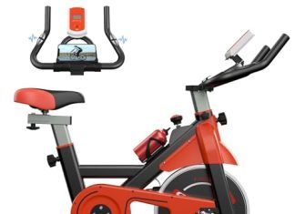 Bicicleta de Spinning para Ejercicio Cardiovascular en Casa 【Mejores opiniones】 Dskeuzeew Bicicleta Estática, Bicicleta Spinning Indoor Ejercicio Gym Casa Fitness Bikes, Resistencia Ajustable con Pantalla LCD y Monitor de Frecuencia Cardíaca, Rojo