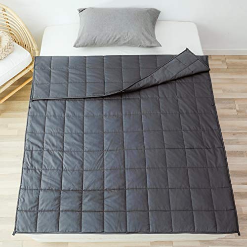 Sleepymoon Manta pesada terapéutica, manta pesada para un mejor sueño, alivio del estrés y la ansiedad, manta pesada (algodón gris, 122 x 183 cm - 5,4 kg)