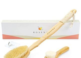 Cepillo Seco para Exfoliación de la Piel y Estimulación Linfática 【Mejores opiniones】 Cepillo seco para el cuerpo para el rejuvenecimiento de la piel - Cepillo para la espalda - Estimula el drenaje linfático y minimiza la celulitis - Cerdas 100% naturales
