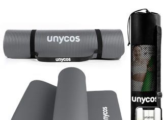 Colchoneta Antideslizante de Alta Densidad para Yoga y Pilates 【Mejores opiniones】 unycos - Esterilla de Yoga, Pilates y Fitness de 15 mm, Colchoneta NBR Antideslizante de Alta Densidad con Correa de Hombro y Bolsa de Transporte 183x60 cm, Deporte en Casa, Yoga Mat (Gris)