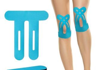 Kinesiotape para rodilla Hossom Kinesiotape para Rodilla, 10pcs Cinta de Kinesiología Tape Azul, Venda Neuromuscular Adhesiva, Respetuosas con la Piel, con una Comodidad Perfecta, Resistentes al Agua y Elásticas para Menisco